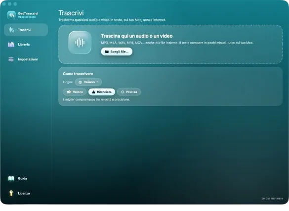 GetTrascrivi per Mac - Trascrizione audio e video