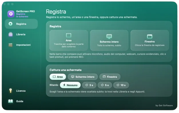 GetScreen PRO per Windows - Registrazione schermo e screenshot