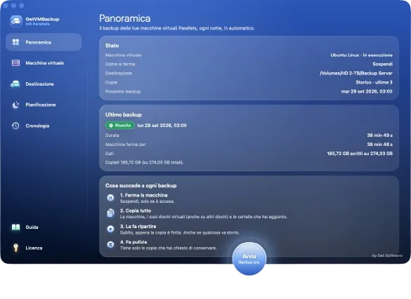 GetVMBackup per Mac - Backup automatico macchine virtuali Parallels